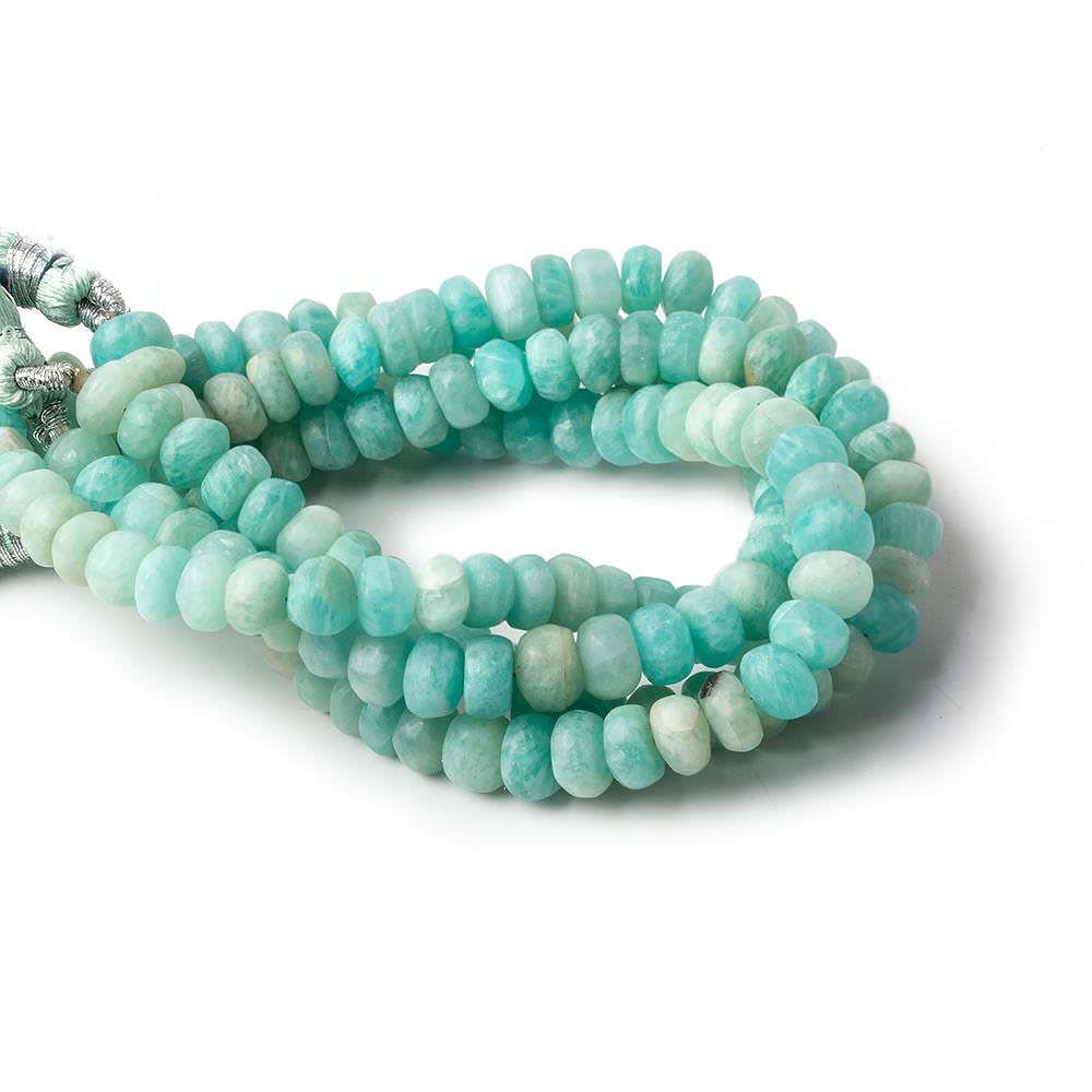 7-7.5mm Matte Amazonite plain rondelle beads 7.5 inch 41 beads A - Beadsofcambay.com