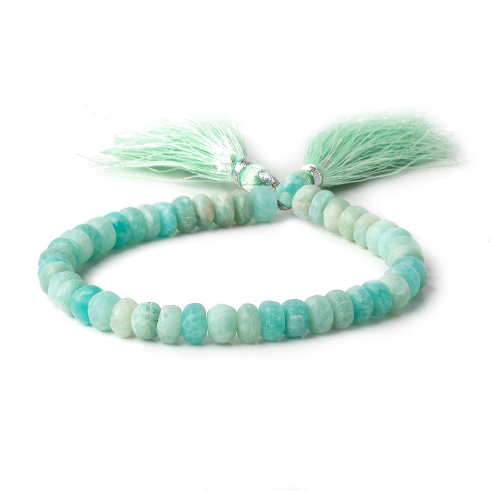 7-7.5mm Matte Amazonite plain rondelle beads 7.5 inch 41 beads A - Beadsofcambay.com