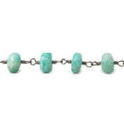 7-7.5mm Matte Amazonite plain rondelle Gold plated Chain by the foot 35 pcs - Beadsofcambay.com