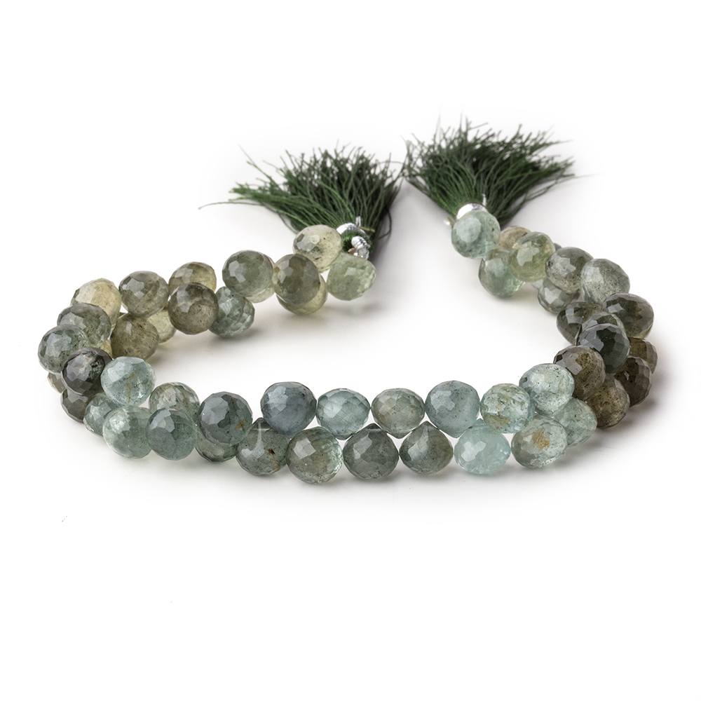 7-7.5mm Moss Aquamarine Faceted Candy Kiss Beads 8 inch 60 pieces - Beadsofcambay.com