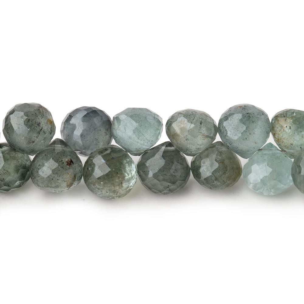 7-7.5mm Moss Aquamarine Faceted Candy Kiss Beads 8 inch 60 pieces - Beadsofcambay.com