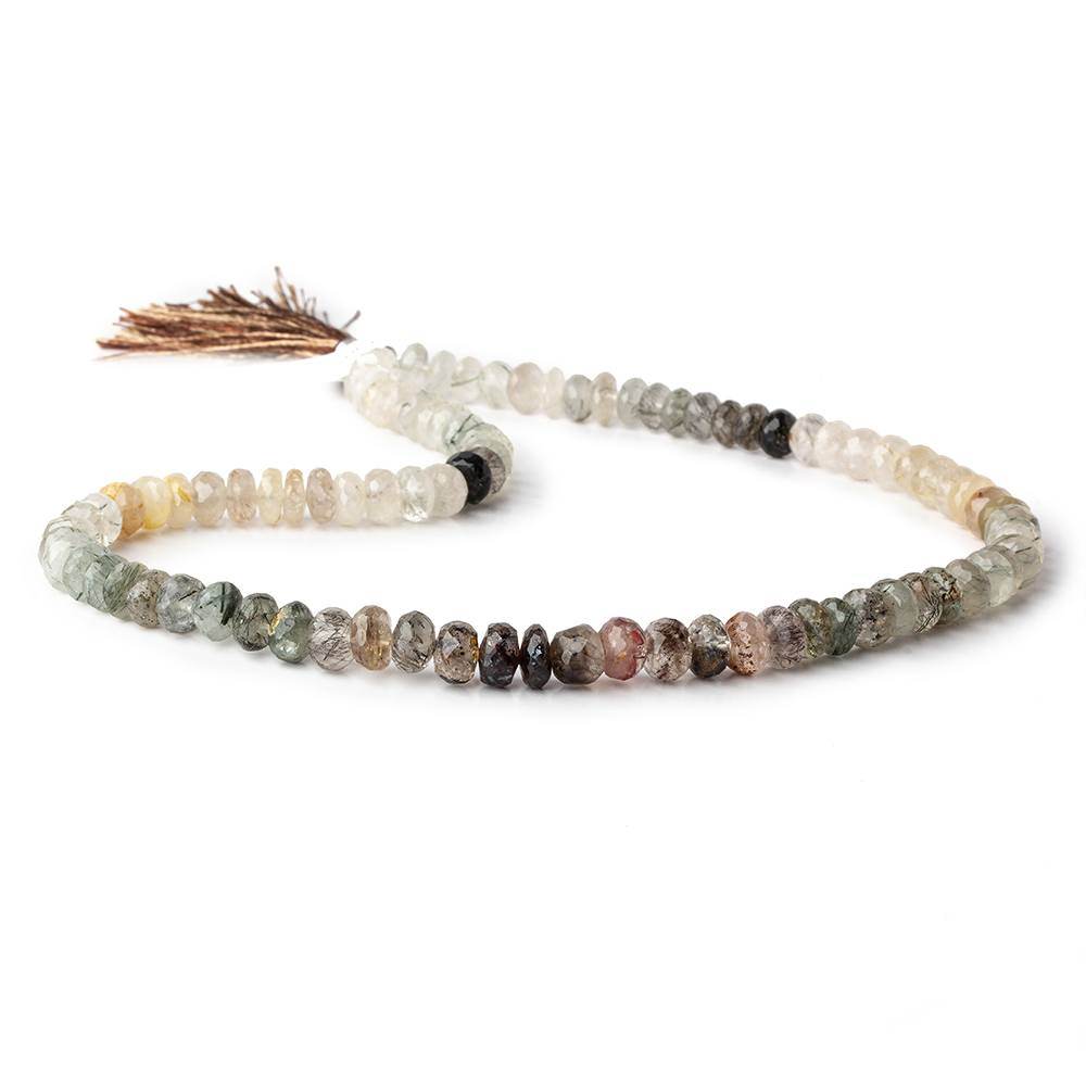 7-7.5mm Multi Rutilated Quartz faceted rondelle Beads 15.5 inch 80 pieces - Beadsofcambay.com