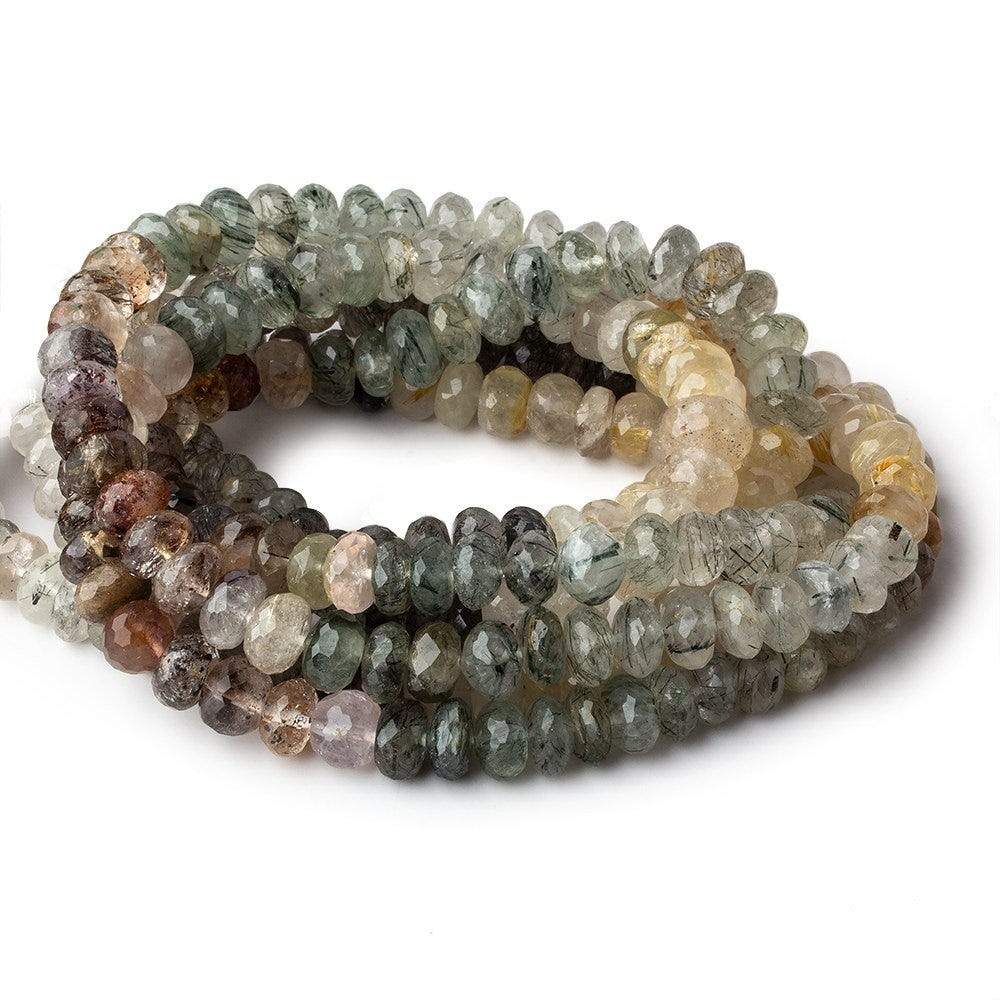 7-7.5mm Multi Rutilated Quartz faceted rondelle Beads 15.5 inch 80 pieces - Beadsofcambay.com