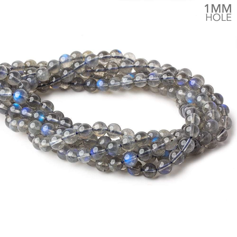 7-7.5mm Neon Blue flash Labradorite plain rounds 15 inch 52 beads AAA - Beadsofcambay.com