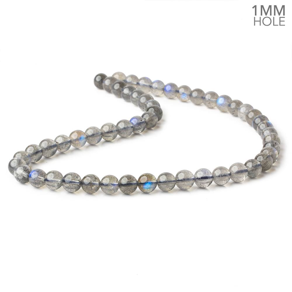 7-7.5mm Neon Blue flash Labradorite plain rounds 15 inch 52 beads AAA - Beadsofcambay.com
