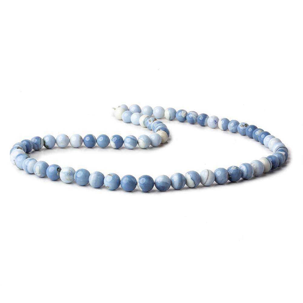 7-7.5mm Owyhee Denim Blue Opal plain round beads 18 inch 64 pieces AA - Beadsofcambay.com