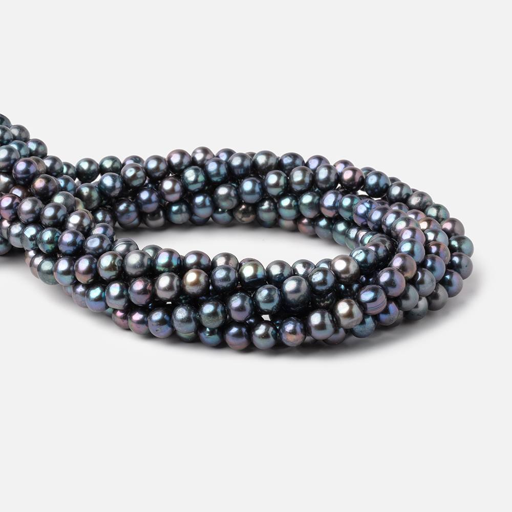 7-7.5mm Peacock Off Round Freshwater Pearls 16 inch 59 Beads - Beadsofcambay.com