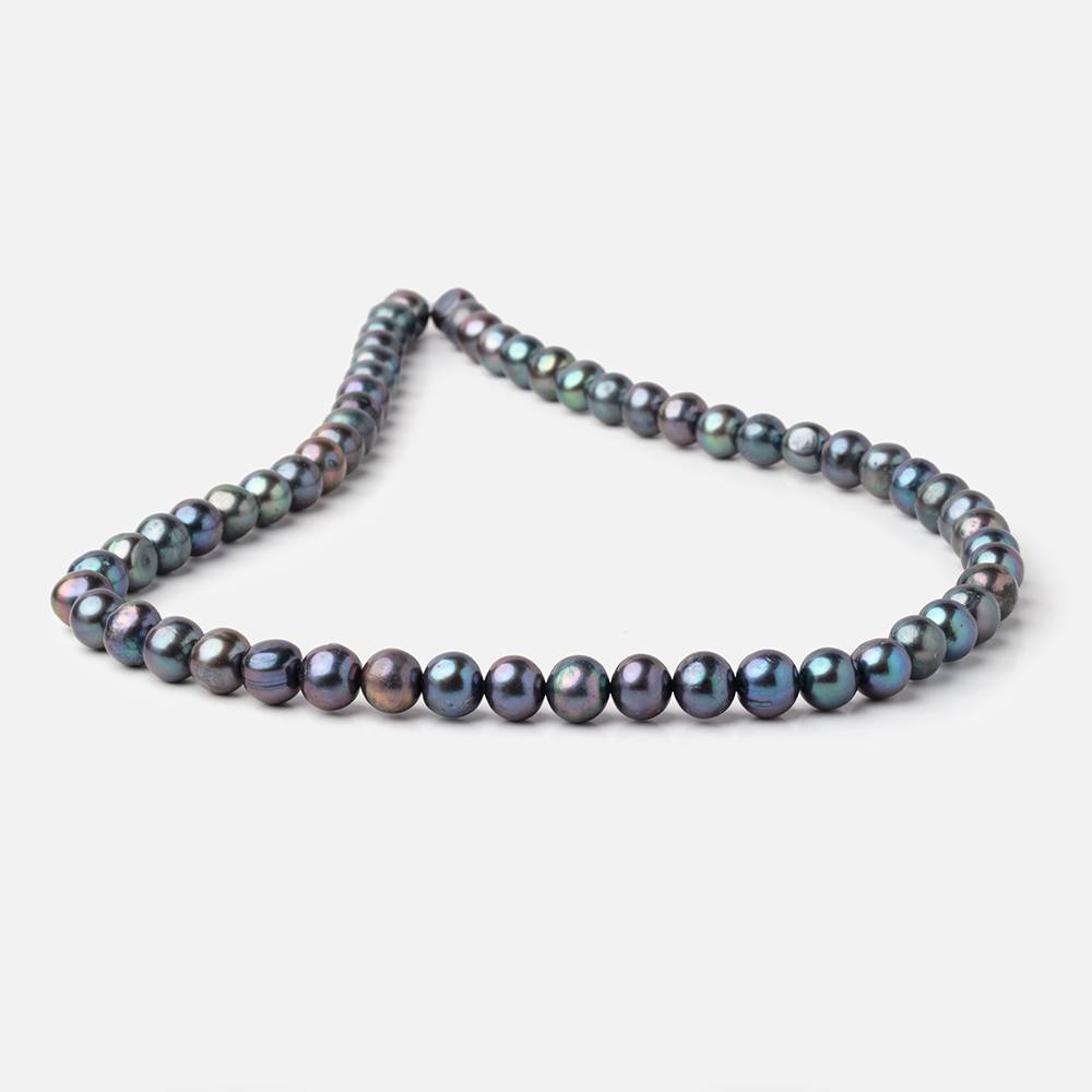 7-7.5mm Peacock Off Round Freshwater Pearls 16 inch 59 Beads - Beadsofcambay.com