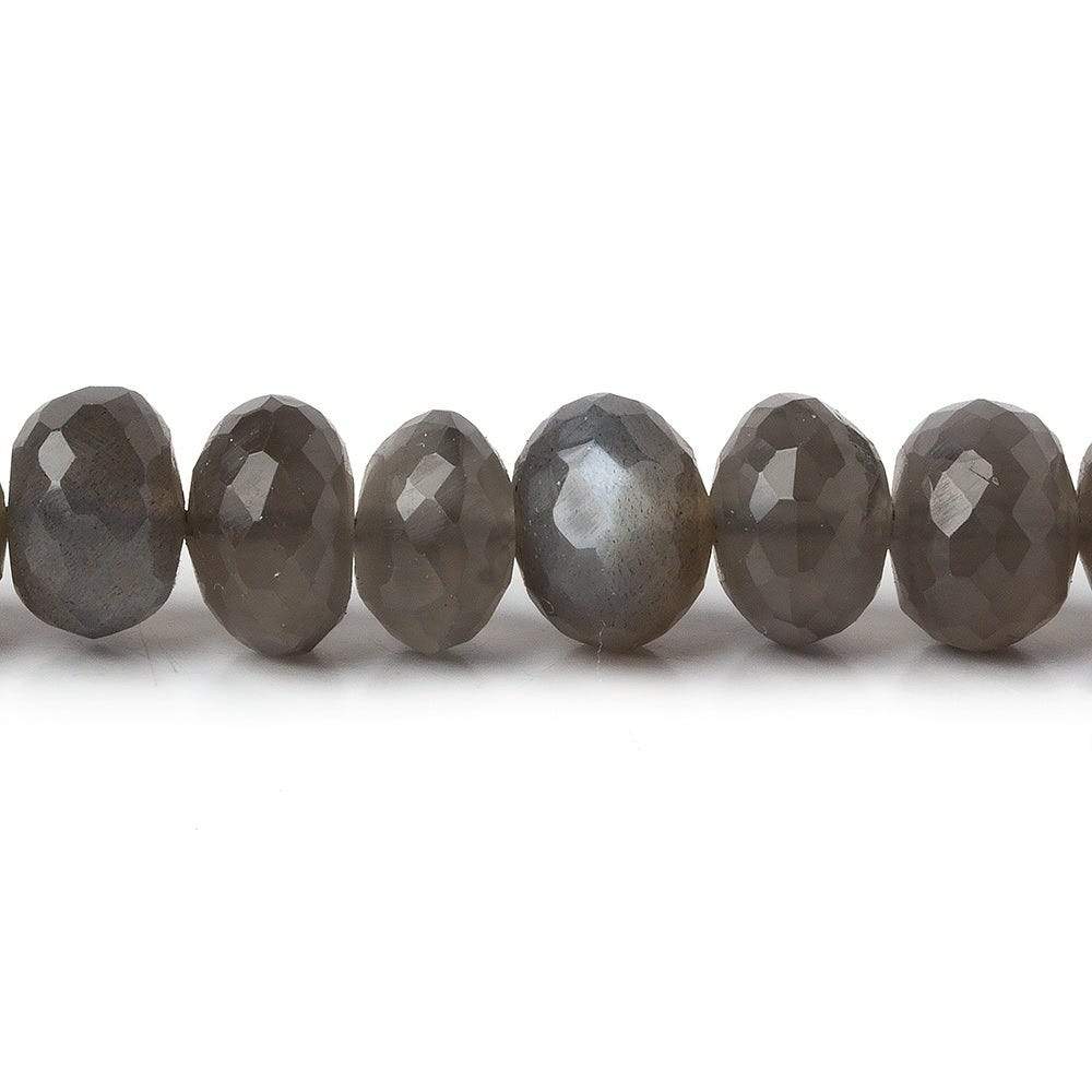 7-7.5mm Platinum Grey Moonstone Faceted Rondelles 16 inch 78 beads A - Beadsofcambay.com