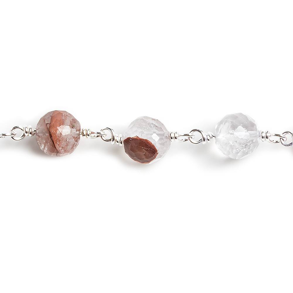 7-8.5mm Ferrous Quartz faceted round .925 Silver Chain by the foot 23 beads - Beadsofcambay.com