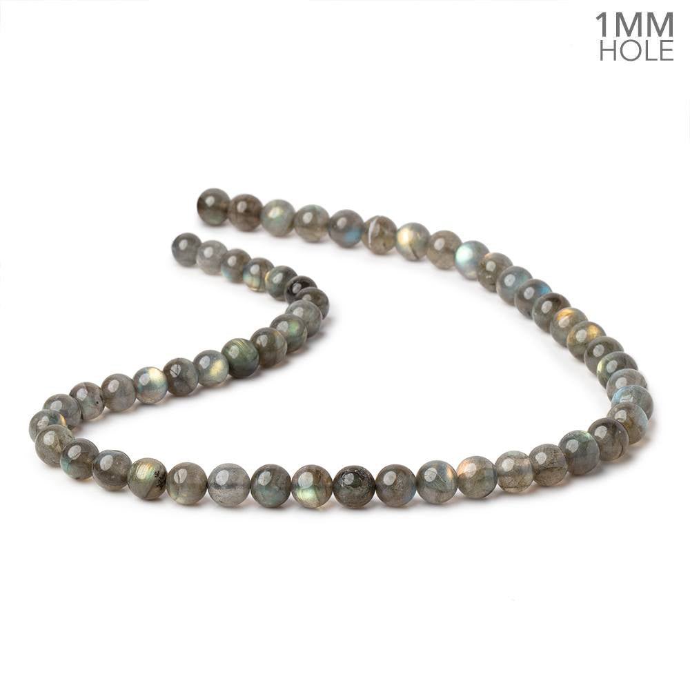 7-8.5mm Labradorite Plain Round Beads 16 inch 48 pieces 1mm hole - Beadsofcambay.com