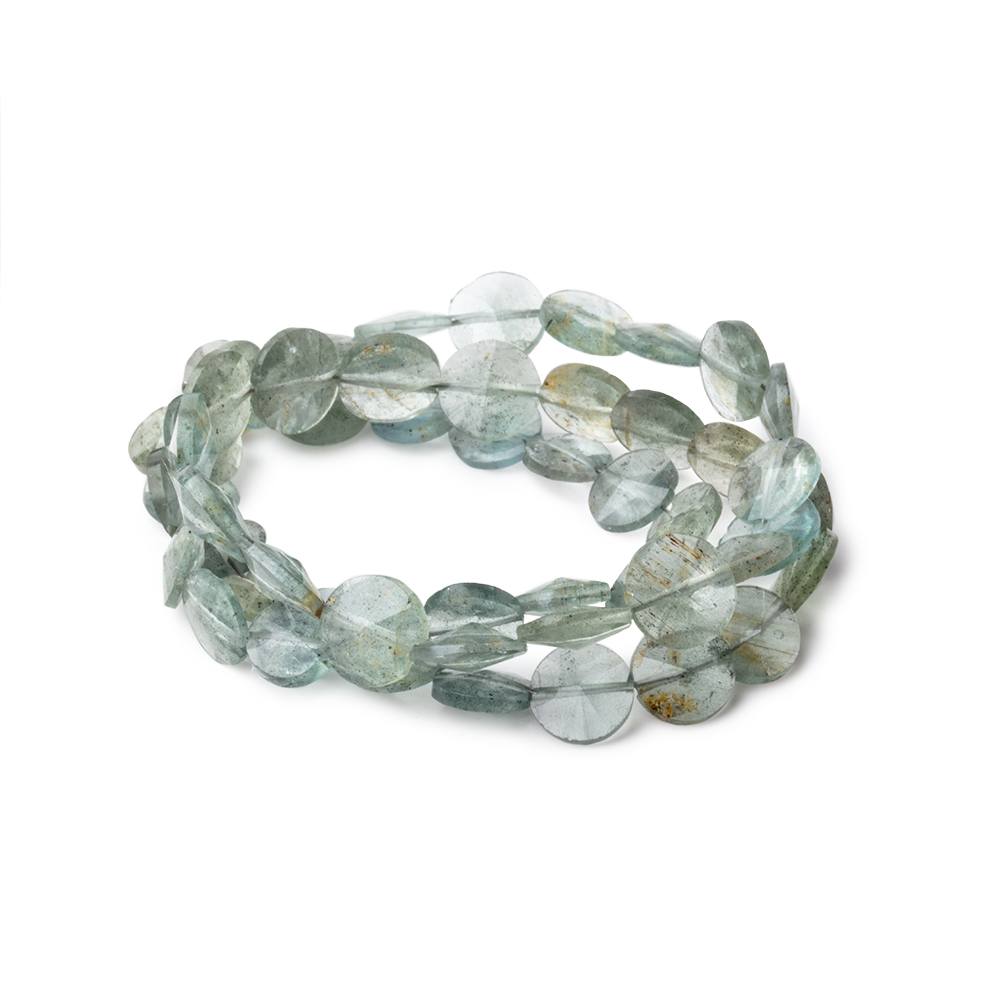 7-8.5mm Moss Aquamarine Fancy Faceted Coin Beads 15 inch 53 pieces - Beadsofcambay.com