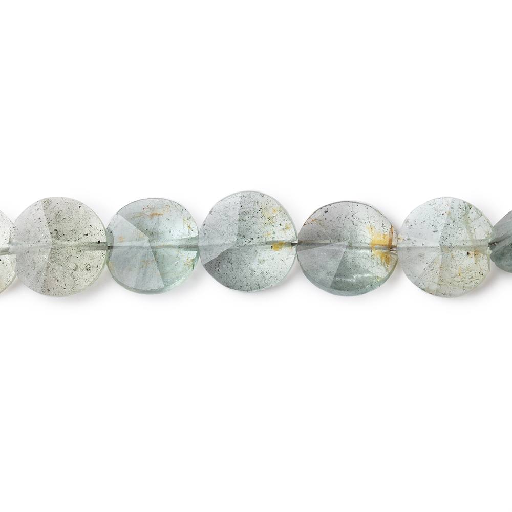 7-8.5mm Moss Aquamarine Fancy Faceted Coin Beads 15 inch 53 pieces - Beadsofcambay.com