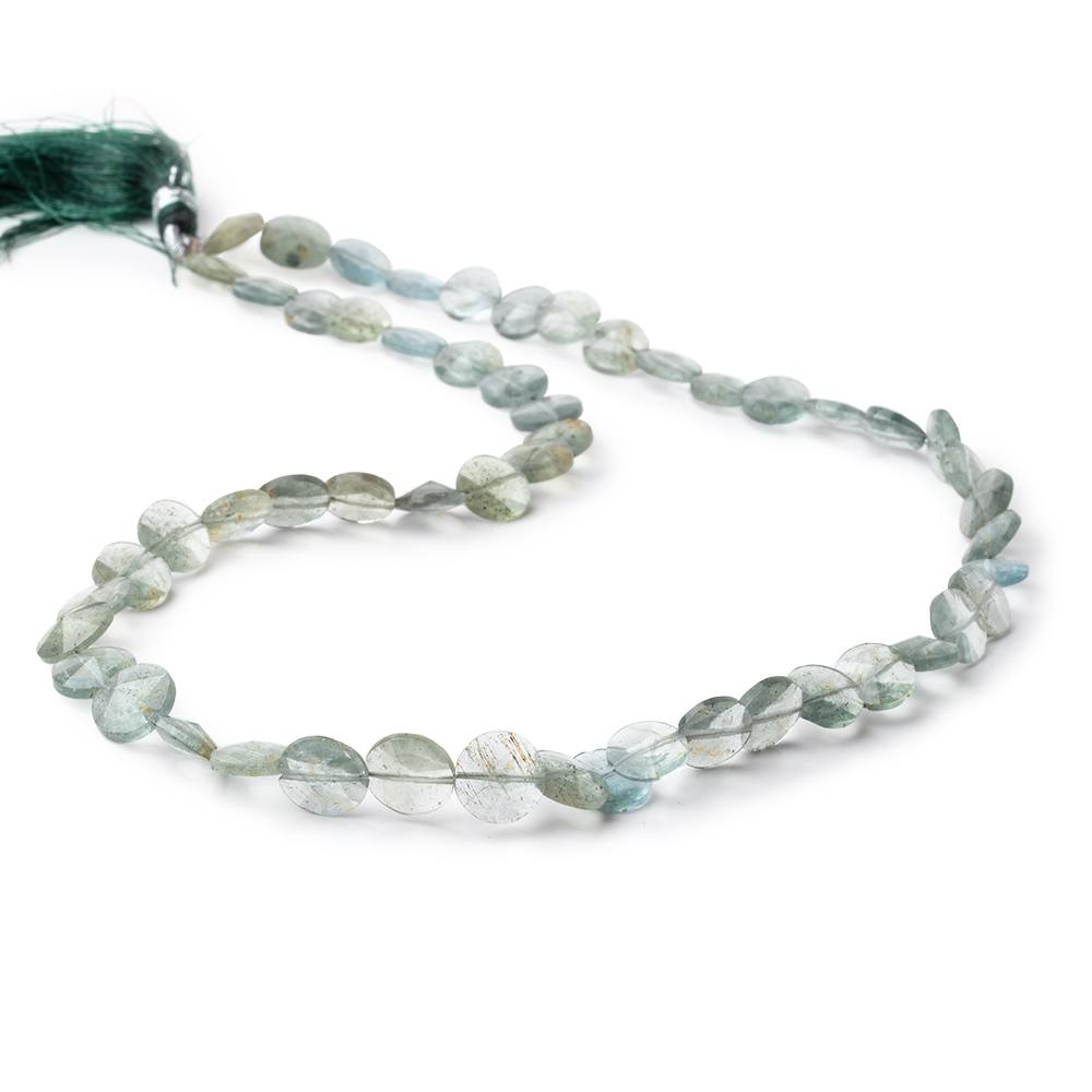 7-8.5mm Moss Aquamarine Fancy Faceted Coin Beads 15 inch 53 pieces - Beadsofcambay.com