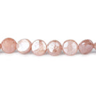 7-8.5mm Mystic Dark Peach Moonstone faceted coins 14 inch 42 beads - Beadsofcambay.com