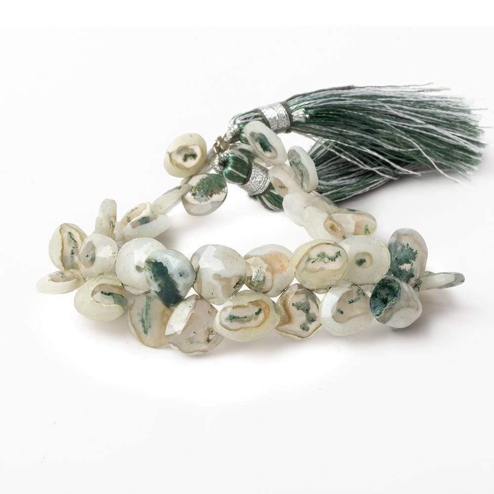 7-8.5mm Peacock Solar Quartz Faceted Heart Beads 7 inch 46 pieces - Beadsofcambay.com