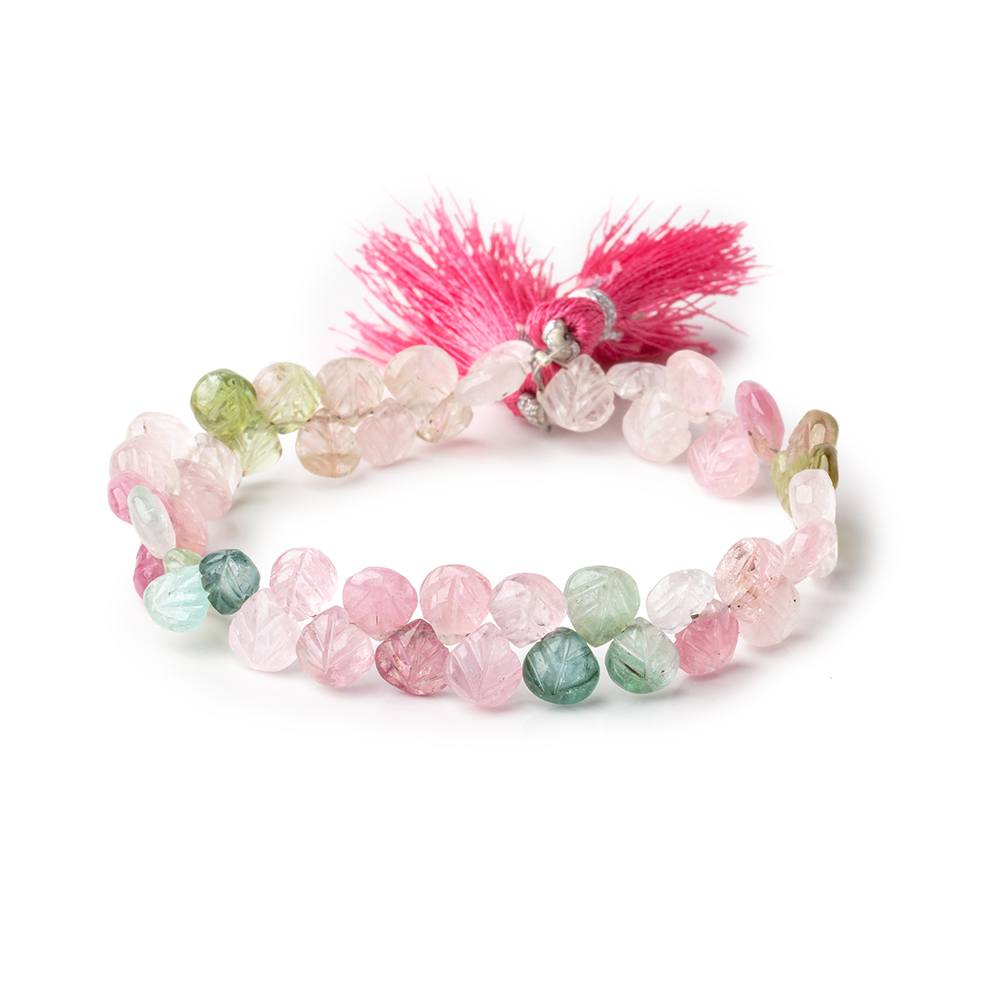 7-8mm Afghani Tourmaline Carved Heart Beads 7.5 inch 50 pieces AA - Beadsofcambay.com