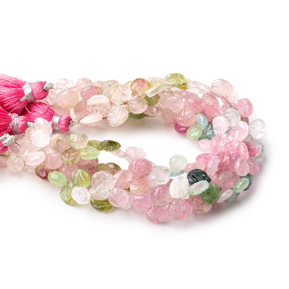 7-8mm Afghani Tourmaline Carved Heart Beads 7.5 inch 50 pieces AA - Beadsofcambay.com