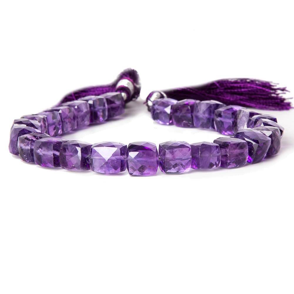 7-8mm African Amethyst Faceted Cube Beads 8.5 inch 25 pieces - Beadsofcambay.com