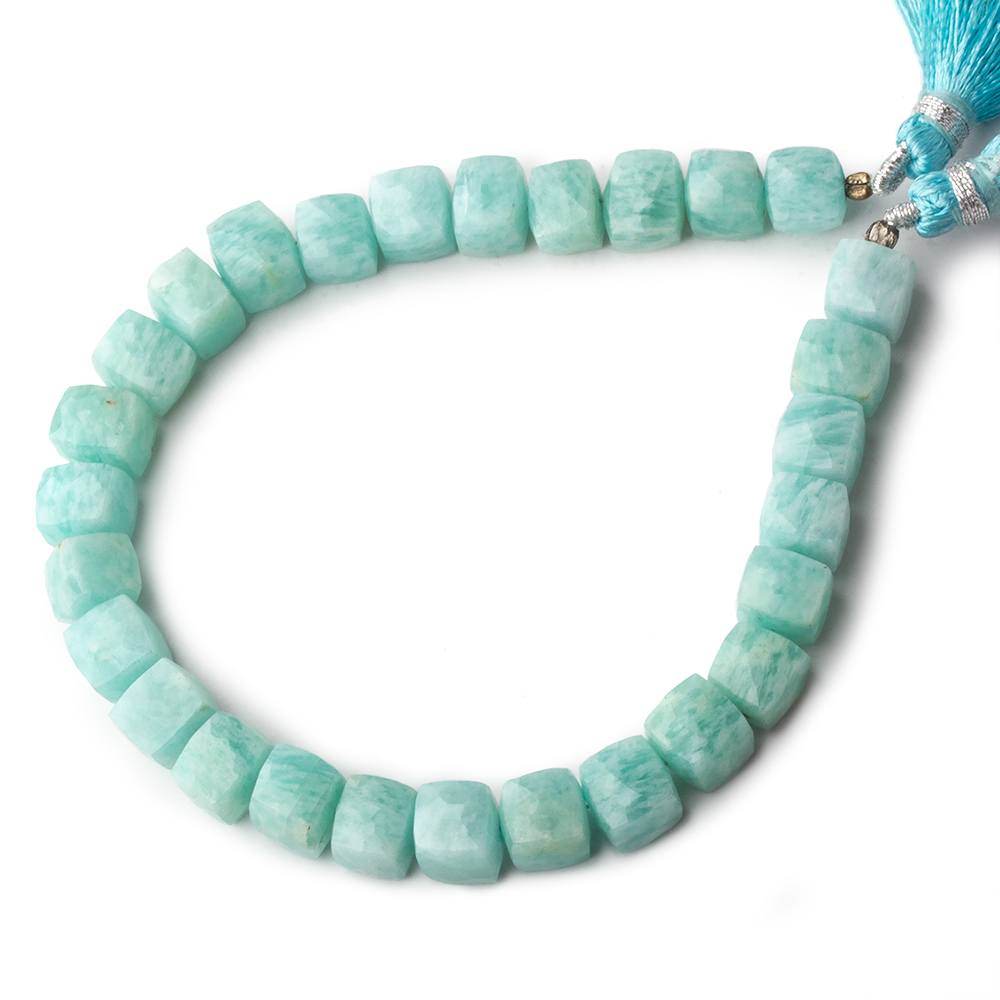 7-8mm Amazonite faceted cube beads 7.5 inch 26 pieces - Beadsofcambay.com