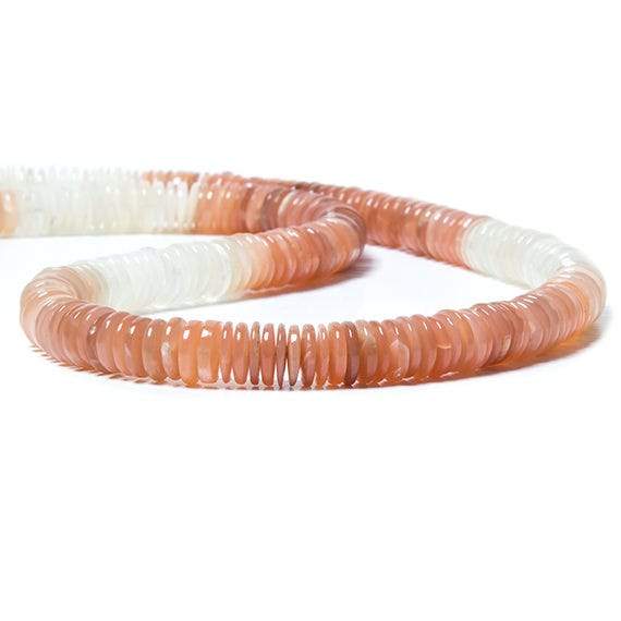 7-8mm Angel Skin and Cream Moonstone Beads Plain Rondelle 175 pcs - Beadsofcambay.com