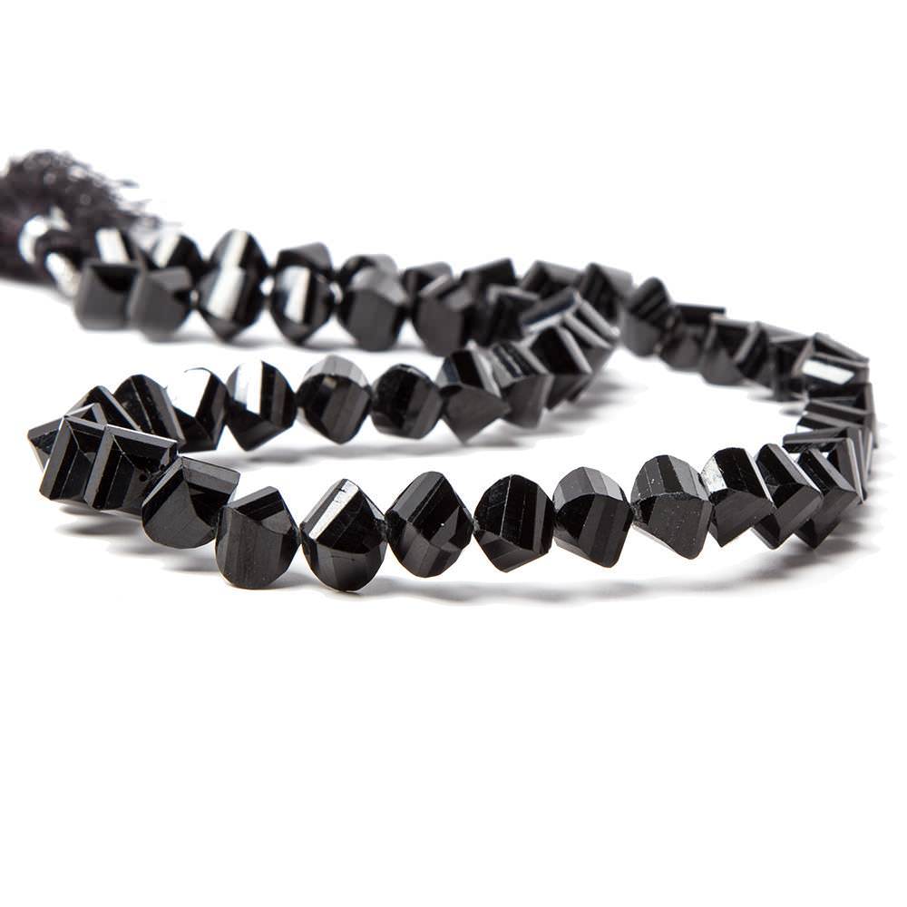 7-8mm Black Spinel faceted twist beads 16 inch 53 beads - Beadsofcambay.com