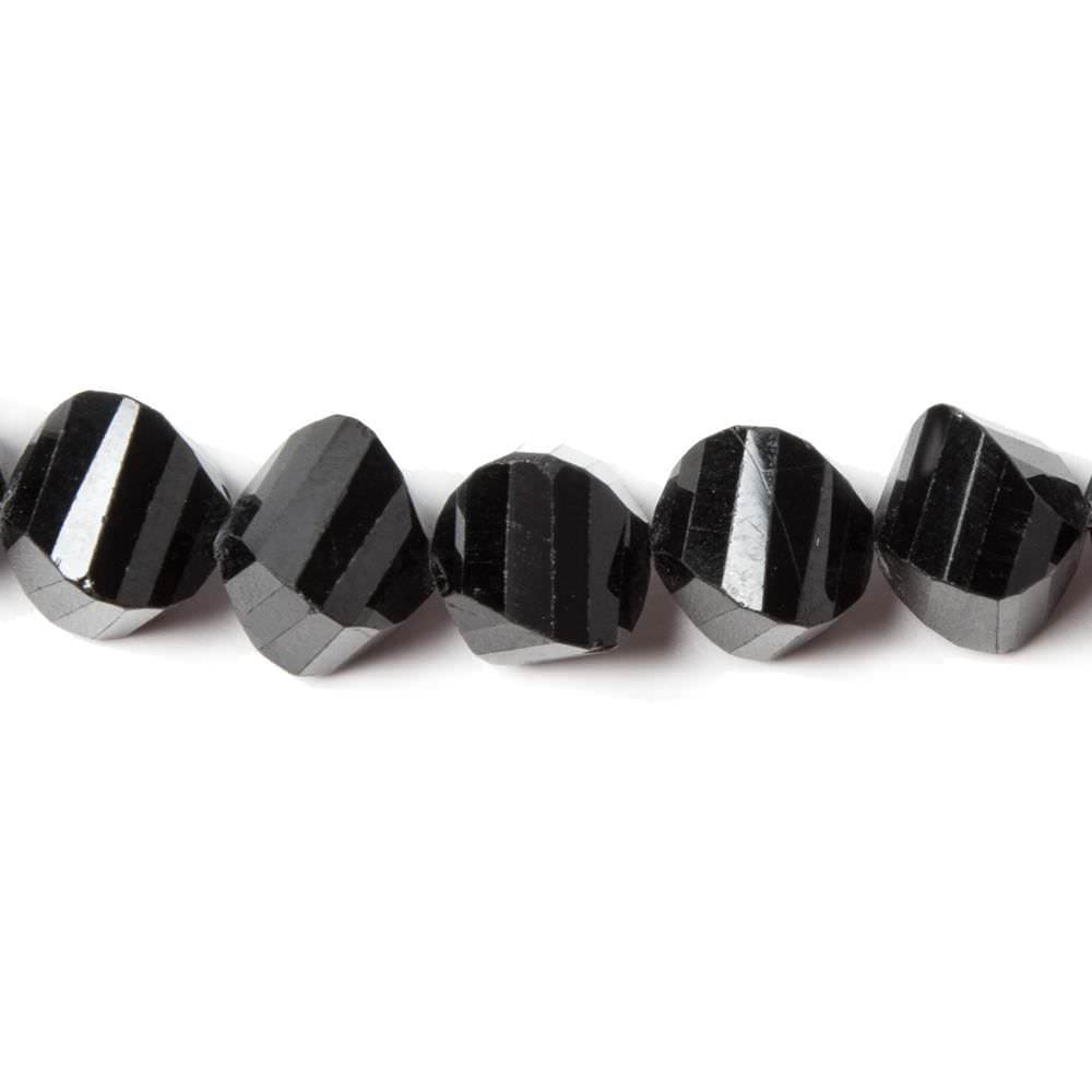 7-8mm Black Spinel faceted twist beads 16 inch 53 beads - Beadsofcambay.com