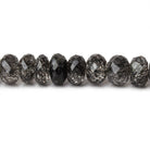 7-8mm Black Tourmalinated Quartz faceted rondelles 7 inch 39 beads AA - Beadsofcambay.com