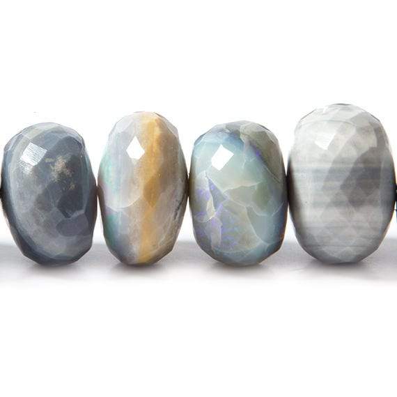 7-8mm Blue Grey Australian Opal Faceted Rondelles 18 inch 99 Beads AA - Beadsofcambay.com