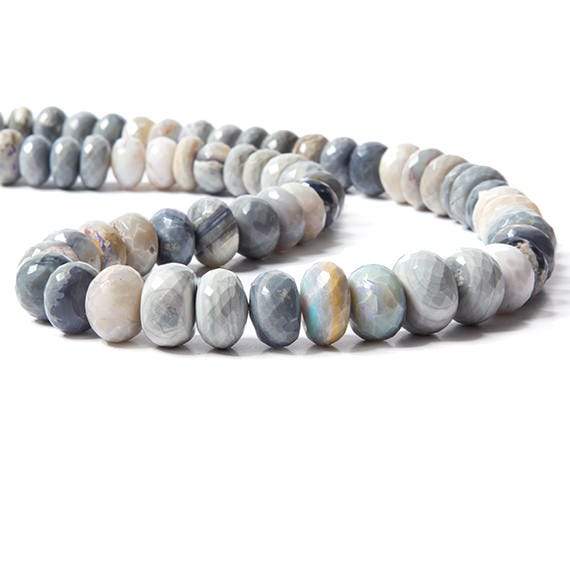 7-8mm Blue Grey Australian Opal Faceted Rondelles 18 inch 99 Beads AA - Beadsofcambay.com