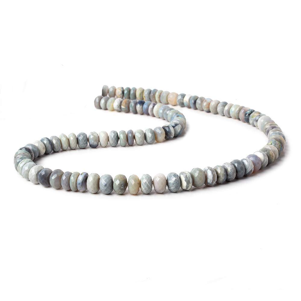 7-8mm Blue Grey Australian Opal Faceted Rondelles 18 inch 99 Beads AA - Beadsofcambay.com