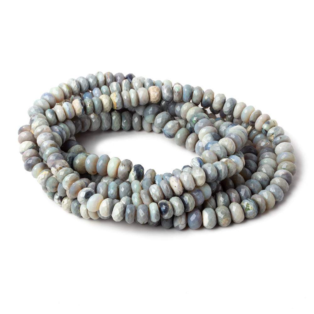 7-8mm Blue Grey Australian Opal Faceted Rondelles 18 inch 99 Beads AA - Beadsofcambay.com