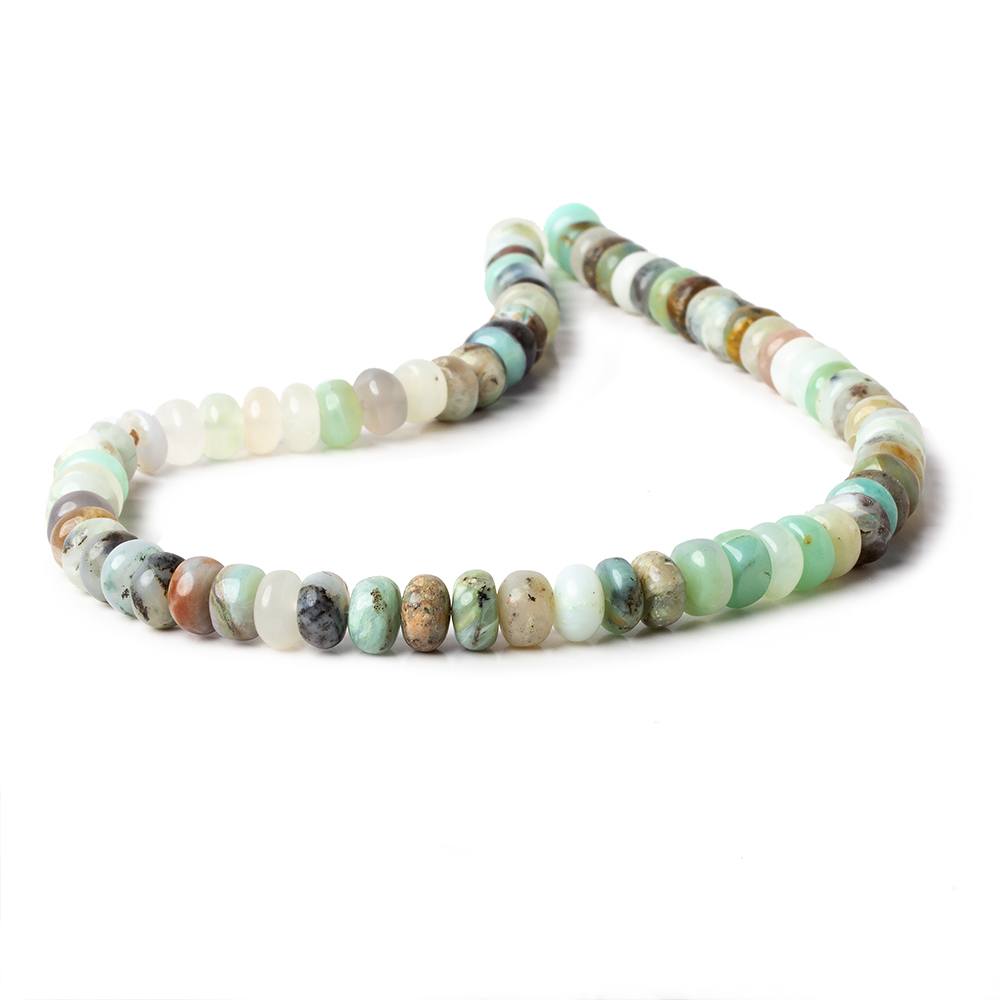 7-8mm Blue Peruvian Opal plain rondelles 14 inch 75 beads AA 1mm drill hole - Beadsofcambay.com