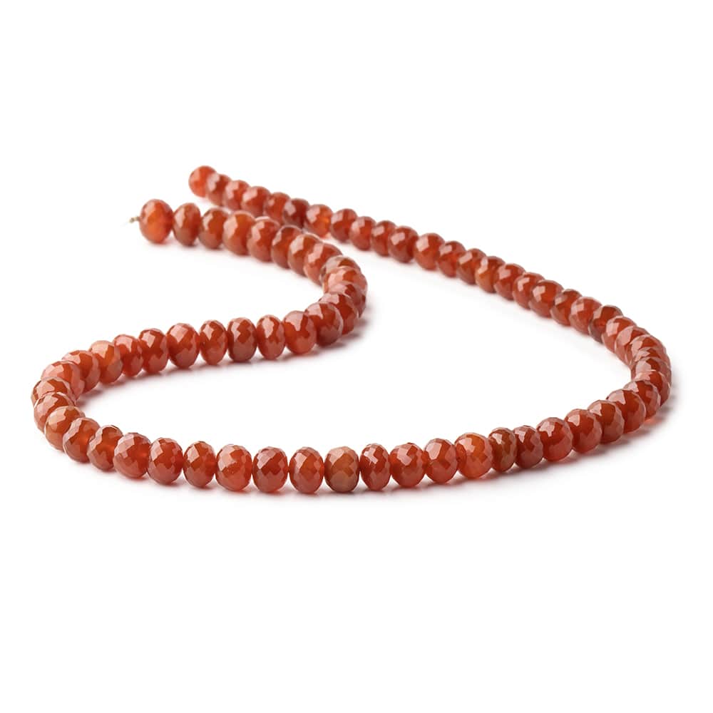 7-8mm Carnelian Faceted Rondelle Beads 16 inch 72 pieces - Beadsofcambay.com