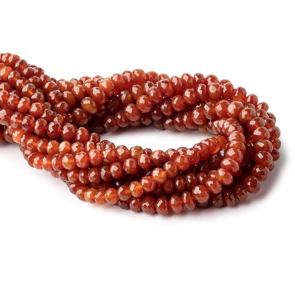 7-8mm Carnelian Faceted Rondelle Beads 16 inch 72 pieces - Beadsofcambay.com