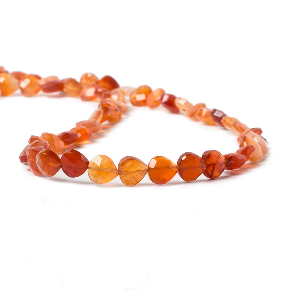 7-8mm Carnelian Straight Drilled Faceted Heart Beads 14.5 inch 52 pieces - Beadsofcambay.com