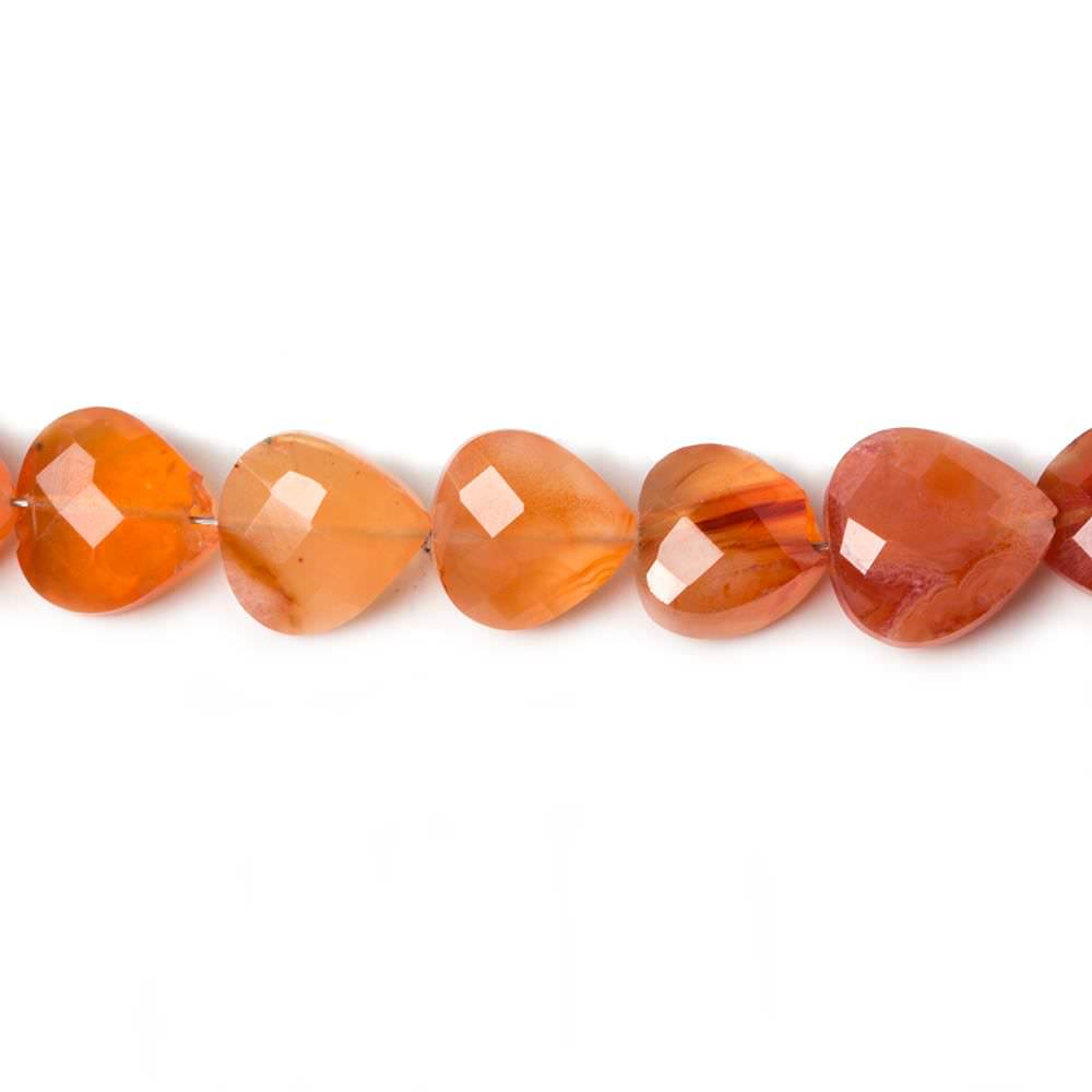 7-8mm Carnelian Straight Drilled Faceted Heart Beads 14.5 inch 52 pieces - Beadsofcambay.com