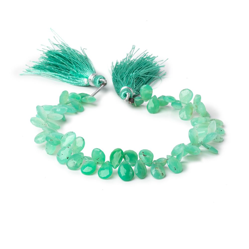 7-8mm Chrysoprase Faceted Pear Beads 8 inch 66 pieces - Beadsofcambay.com