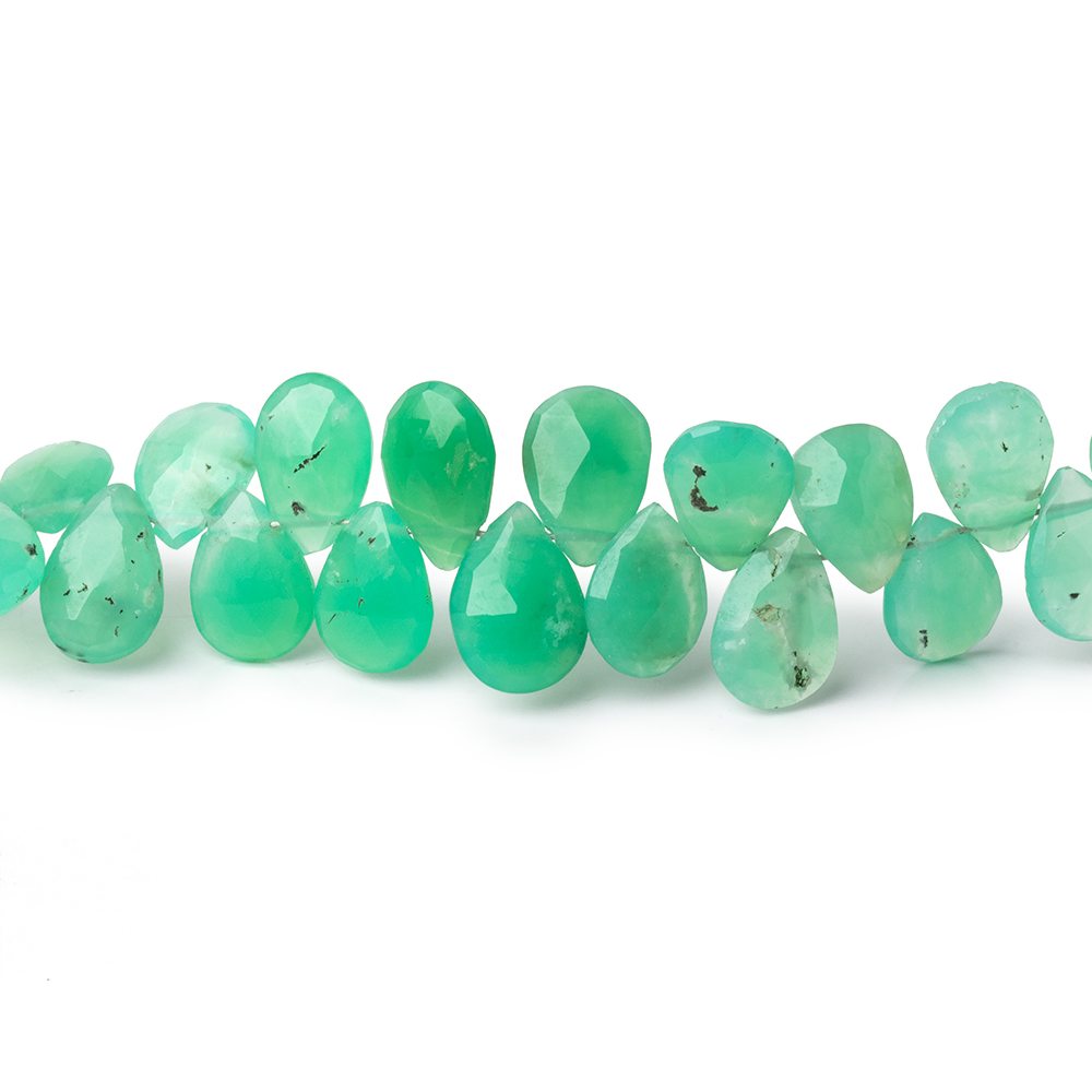 7-8mm Chrysoprase Faceted Pear Beads 8 inch 66 pieces - Beadsofcambay.com