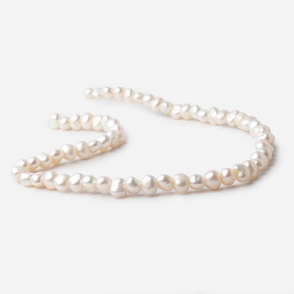 7-8mm Cream Baroque 2mm Large Hole Pearls 15 inch 63 pieces - Beadsofcambay.com