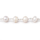 7-8mm Cream Baroque Pearls on .925 Silver Chain - Beadsofcambay.com