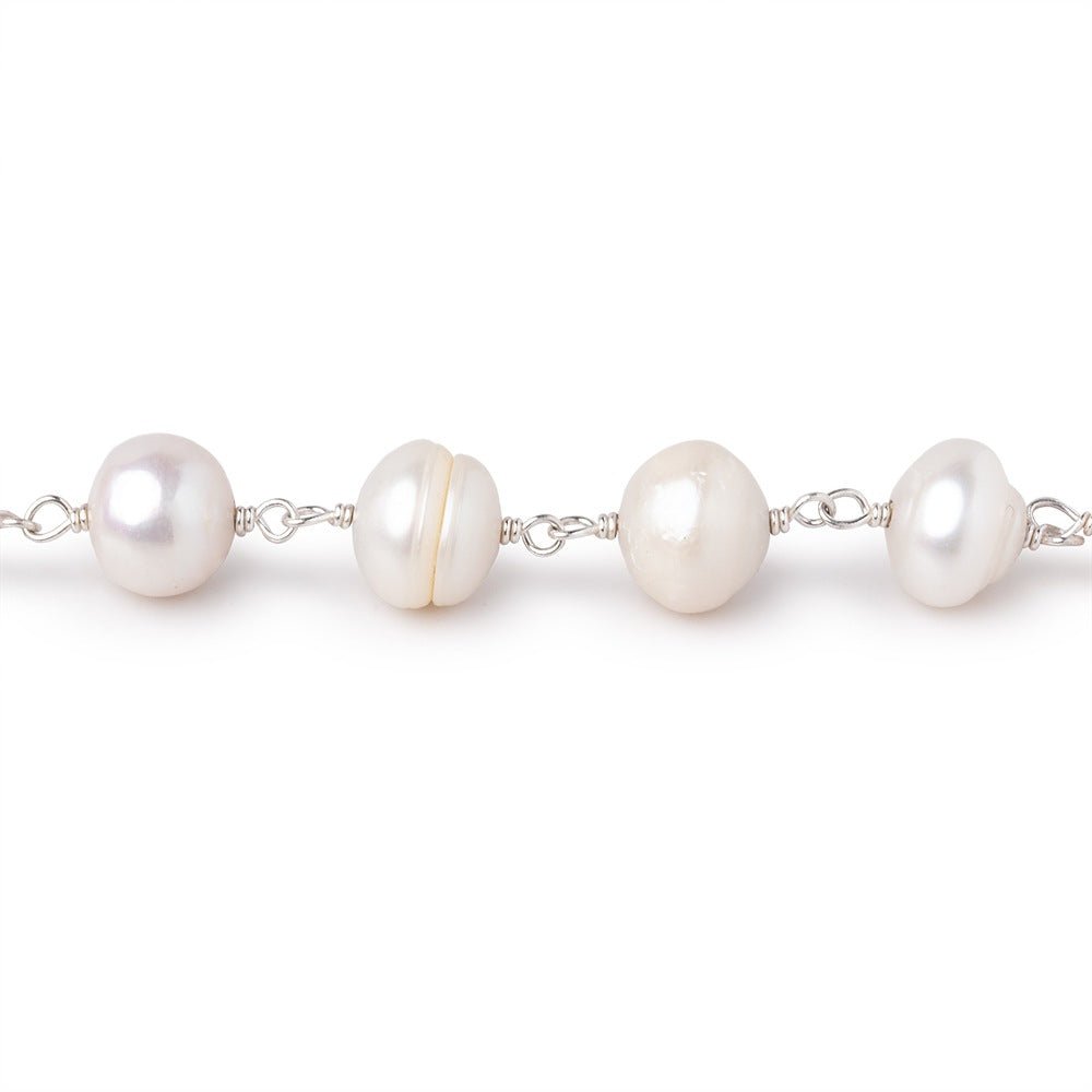 7-8mm Cream Baroque Pearls on .925 Silver Chain - Beadsofcambay.com
