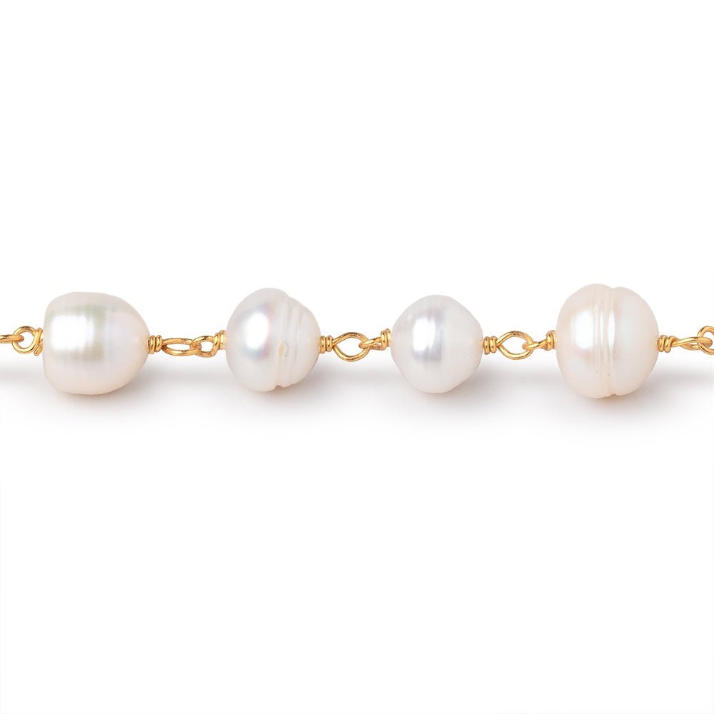 7-8mm Cream Baroque Pearls on Vermeil Chain - Beadsofcambay.com