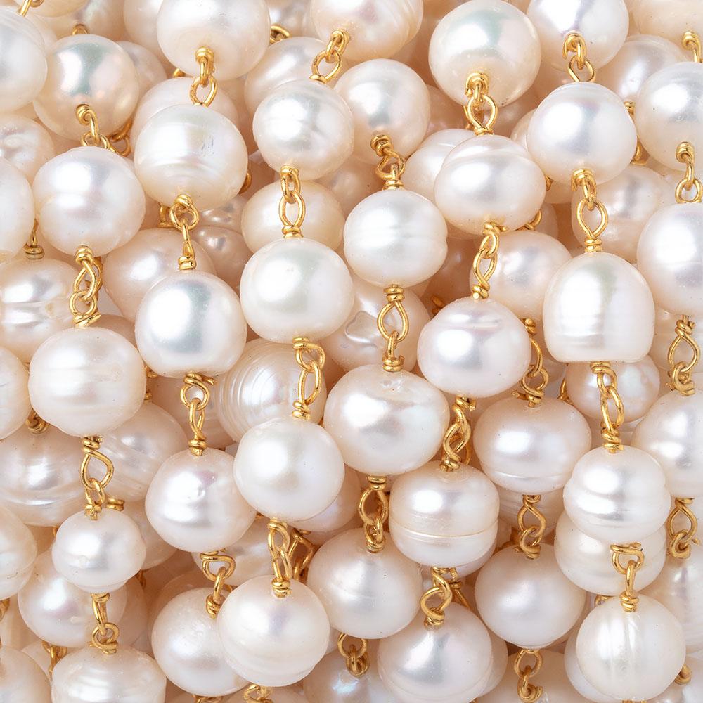 7-8mm Cream Baroque Pearls on Vermeil Chain - Beadsofcambay.com