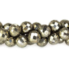 7-8mm Golden Pyrite Faceted Round Beads 8 inch 33 pieces - Beadsofcambay.com