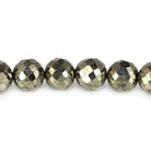 7-8mm Golden Pyrite Faceted Round Beads 8 inch 33 pieces - Beadsofcambay.com