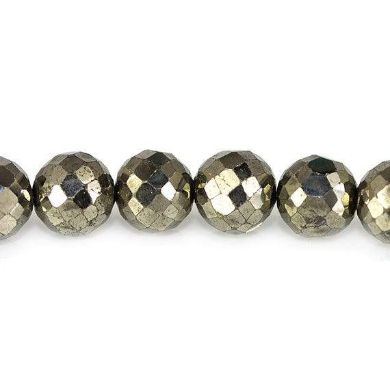 7-8mm Golden Pyrite Faceted Round Beads 8 inch 33 pieces - Beadsofcambay.com