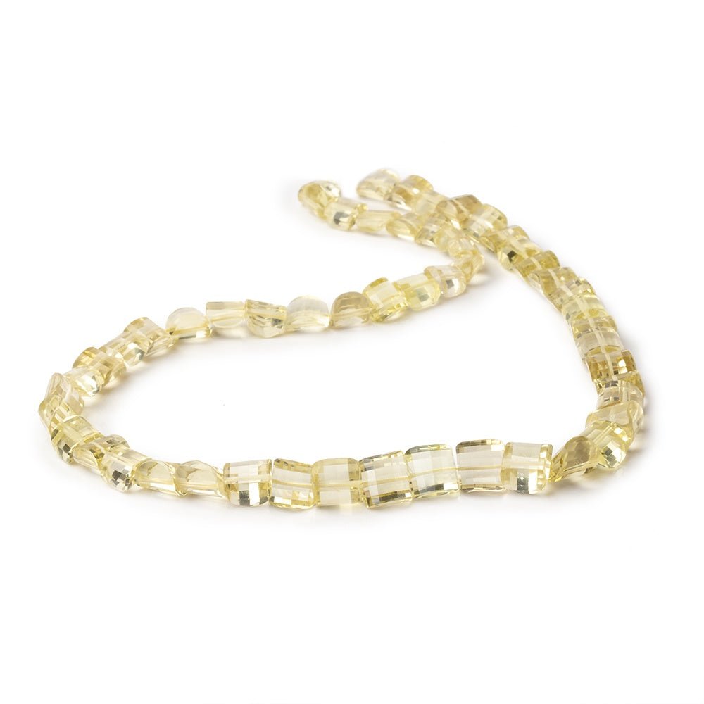 7-8mm Lemon Quartz Barrel Faceted Half Moon Beads 14 inch 53 Beads - Beadsofcambay.com