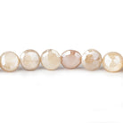 7-8mm Light Peach Moonstone faceted coins 14 inch 42 beads - Beadsofcambay.com