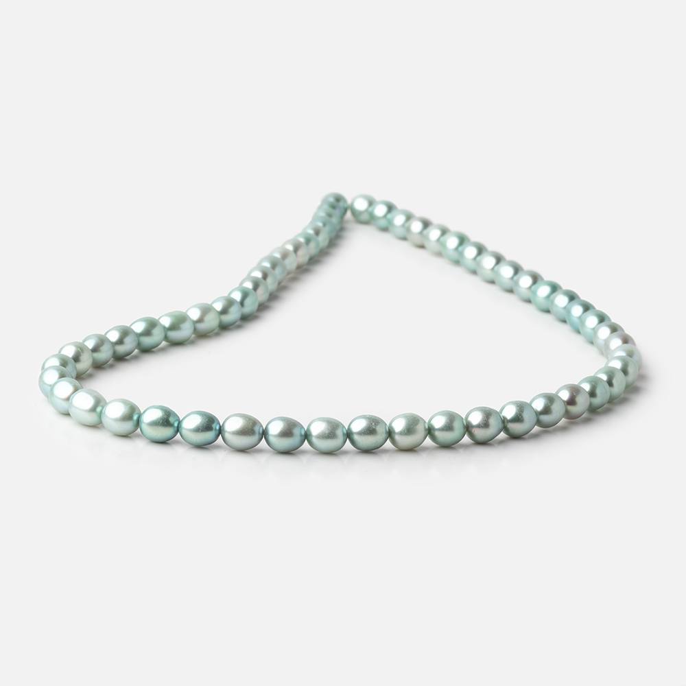 7-8mm Mint Green Oval Freshwater Pearls 16 inch 55 pieces - Beadsofcambay.com